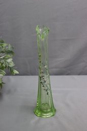 Hand Painted Swung  Green Bud Vase