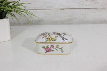 Limoges France Porcelain Trinket Box & 2 Dishes Bird Floral Gold Gilt Set