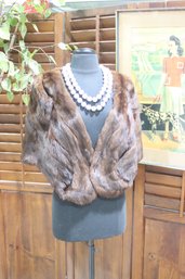 Vintage Georges Henri Brown Mink Fur Bolero Jacket - Size Small