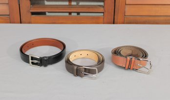 #337-Group Lot Of Coach Leather Belts  Black, Brown & Tan