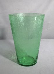 Vintage Green Crackle Glass Vase