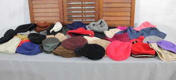 #339-Large Group Lot Of Winter Hats  Beanies, Berets, Knit & Felt Styles