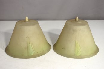 Pair Of Vintage Art Deco Frosted Glass Lamp Shades  5 H X 7 Round