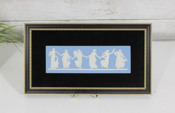 Wedgwood Jasperware Framed Plaque Dancing Figures Blue & White 13.5''