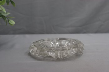 Vintage Pasari Indonesian Clear Glass Ashtray With Frosted Roses