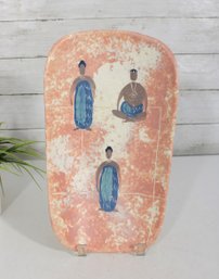 Mid Century Marc Bellaire California Pottery Tray  Native Family Design  13 X 8  Chip