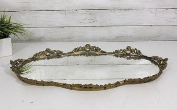 Large Vintage Ornate Gold Gilt Vanity Mirror Tray 23 X 16 Hollywood Regency