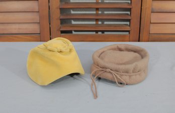 #342-Group Lot Of Vintage Ladies Hats  Suzy Lee Yellow & Tan Felt Styles