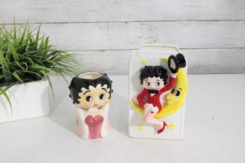 Betty Boop Ceramic Vase & Candle Holder Set  5'& 7' Tall