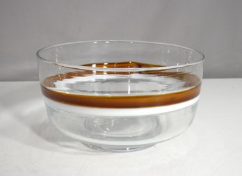 Vintage Mid-Century Modern Hand-Blown Glass Bowl  6 H X 10.25 Round