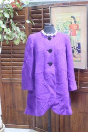 Vintage Purple Boucl Swing Coat  Size M/L  Elegant & Timeless