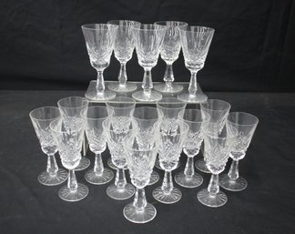 Set Of Waterford Crystal Wine Glasses With Elegant Cut Design - One Glass With Minor Chip