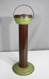 Vintage Industrial Metal Ashtray Stand  19' Tall, Two-Tone Green & Brown