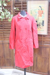 Vintage Red Boucl Wool Coat  Size M/L  Classic & Timeless