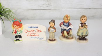 Goebel Hummel Figurines  Lot Of 4 With Original Charlot Byj Display Sign