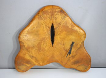 Sculptural Live Edge Burl Wood Wall Clock  Organic Modern Design, 18 X 20.5Untested