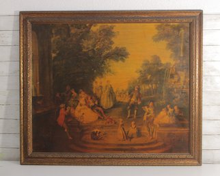 Large Framed Classical Scene Print 18th Century Style Figures 42 X 35