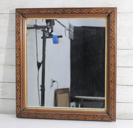 Vintage Wood Framed Wall Mirror Decorative Scroll Frame 21.5 X 19.5