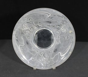 Val St Lambert Gloucester Frosted Glass Centerpiece Bowl  Seagulls & Waves  12'