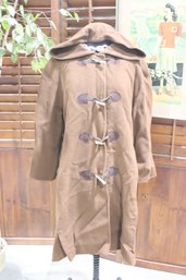 Vintage Brown Wool Duffle Coat  Size M/L  Classic Toggle Closure