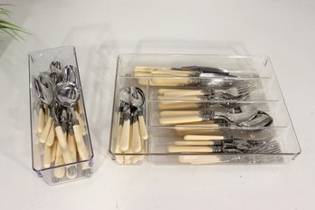 EME 18/10 Italy Stainless Steel Flatware Set  Ornate Cream Handles  Elegant Italian Design