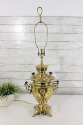 Vintage Brass Samovar Lamp 34 Tall Ornate Tea Urn Style Table Lamp