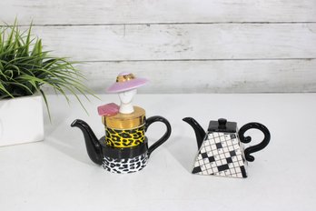 Designer Mini Teapot Pair  Art Gallery & C.J. Italy  3' & 5' Decorative Collectibles