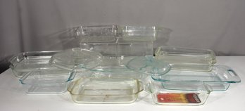 Large Assorted Lot Of Glass Bakeware  Casserole, Loaf Pans & Covered Dishes