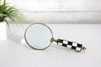Decorative Handheld Magnifying Glass  Black & White Checkered Handle  9'
