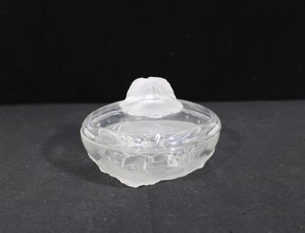 Frosted Glass Covered Candy Dish  Floral Hydrangea/Lilac Design  6 Round X 4.5 Tall