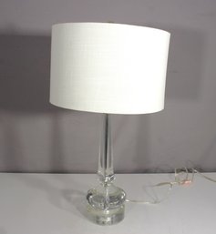 Modern Crystal Lucite Table Lamp With Shade  27 Tall