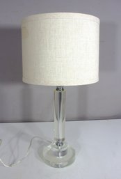 Modern Lucite & Chrome Table Lamp With Shade  24 Tall