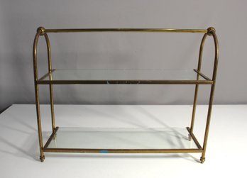 Vintage Brass And Glass Two-Tier Shelf  Elegant Display Stand