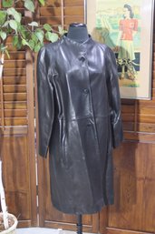Ellen Tracy Dark Brown Genuine Leather Coat  Size M