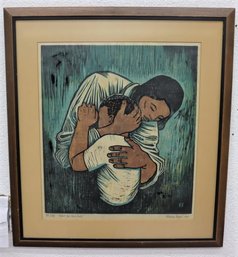 Framed Woodcut: Florence Siegel  'Title Don't You Turn Back 'signed And Dated