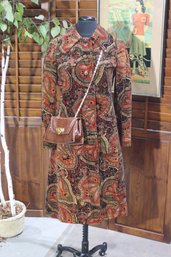 Vintage Dark Brown Paisley Tapestry Coat  Size S/M