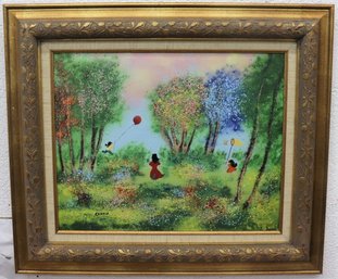 Large Enamel Painting On Copper By Louis Cardin