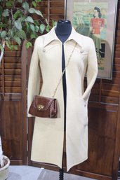 Vintage Italian-Made Beige Wool Coat  Size S