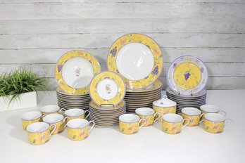 Sasaki Sevilla Dinnerware Set  Yellow & Lavender Grape Pattern