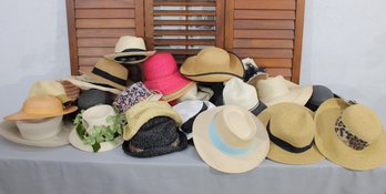 #353-Large Vintage Hat Collection Lot  Straw, Felt & Fashion Hats In Mixed Styles & Colors