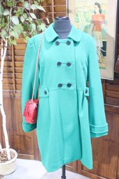 Vintage Green Double-Breasted Wool Coat  Size S/M