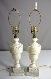 Pair Of Vintage Marble Table Lamps  Elegant Urn Design