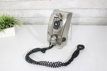 Crosley Retro Wall Phone  Vintage-Style Rotary Telephone  Brushed Silver Finish