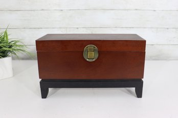 1998 Bombay Company Wooden Jewelry / Keepsake Box On Stand  Brass Hardware  12' X 7' X 5'
