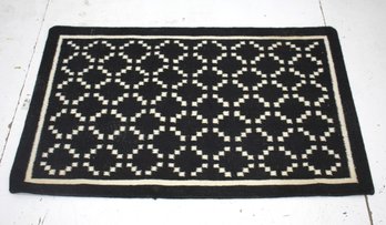 48.5' X 30' Handcrafted Black And White Geometric Pattern Rug