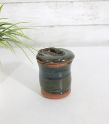 Vintage Studio Pottery Lidded Jar 4.5'  Hand Thrown Art Pottery W/ Sculpted Lid