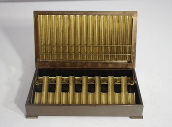 1940s Park Sherman Tiered Brass Tabletop Cigarette Case  Vintage Art Deco -4'x 7.5'