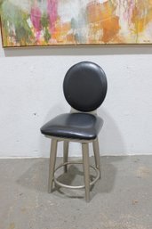 Modern Bar Stool With Backrest  Black Upholstered Seat & Brushed Metal Base 40' X 16.5' X 16.5'