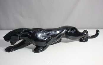 Vintage Black Ceramic Panther Statue - Sleek And Elegant Design