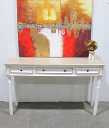 Traditional White Console Table / Writing Desk W/ 3 Drawers  35' H X 60' W X 16' D